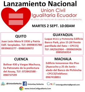Lanzamiento nacional de campaña unión de hecho homosexual - Union Civil Igualitaria ecuador - mi union de hecho en mi cedula es mi derecho