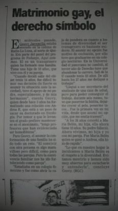 Geovanni Jaramillo Sobre el Matrimonio Homosexual o del mismo sexo en Ecuador en el año 2001 Diario Hoy de Quito